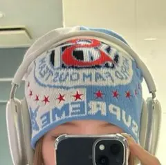 シュプリーム　Umbro Beanie　白青