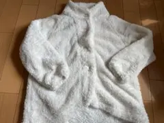UCHINO ホワイト フリース カーディガン M 心地よいモコモコ
