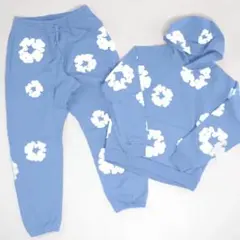 DENIM TEARS 風　水色/ホワイト　花柄 セットアップ　インポート