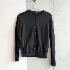 UNIQLO UVカットスーピマコットンクルーネックカーディガン（長袖）ブラック