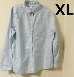 amazon essentials【XL】 長袖シャツ 青と白のストライプ
