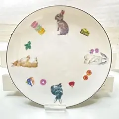 【手描き絵オリジナル食器】色々なうさぎさん　スイーツデザイン　18cm平皿