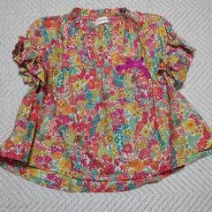 【センス・オブ・ワンダー】 花柄フリル袖シャツ　80-90cm