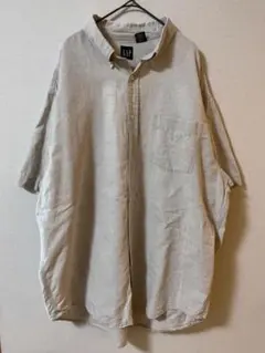 OLD GAPオールドギャップリネン混半袖シャツXXL相当 グレーベージュ00s