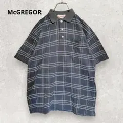 MCGREGOR チェック柄 ポロシャツ L グレー 綿100% 日本製 レトロのサムネイル