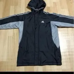 adidas フード付きベンチコート 12A 黒/グレー　150