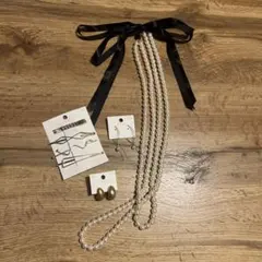 パールネックレス、ヘアピン、ピアスセット