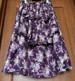 アクシーズファム 姫カジ バッスル 薔薇柄 ティアードフリル スカート クラロリ