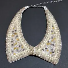 パールとビーズの付け襟風ネックレス