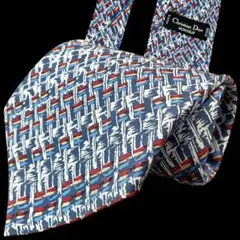 Christian Dior シルクネクタイ ツイード風 アート柄 マルチカラー