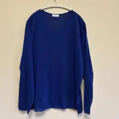 【1周年感謝セール】 ROA Vネック長袖ニット 青 春夏秋