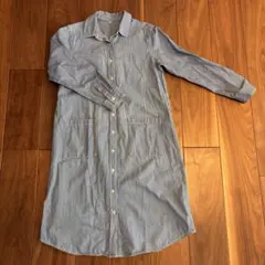 無印良品　ロングワンピース　ストライプ　デニム　ブルー系