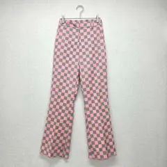 W.W.G スラックス ストレートパンツ カラーパンツ チェック ピンク フリー