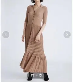 【セール】CELFORD 衿付リブニットワンピース