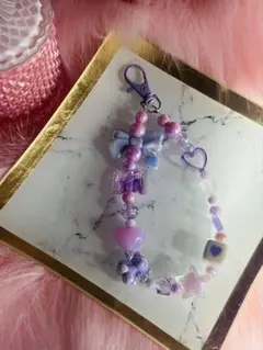 ハンドメイド パープルピンク ストラップ