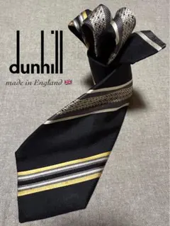 dunhill／ダンヒル／レジメンタルタイ／ブラックベース／ゴールド／イギリス製