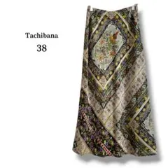 【TACHIBANA】レトロスカーフ調プリントスカート　ペイズリー　ヴィンテージのサムネイル