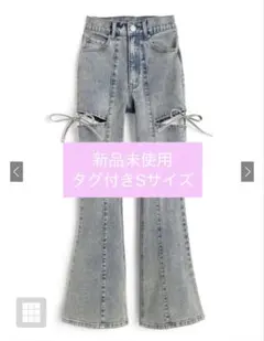 サイドカットアウトリボンフレアデニムパンツのサムネイル