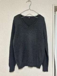 UNIQLO ダークグレー カシミヤ100%Vネック セーター Lサイズ