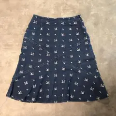 レストローズ 花柄 総刺繍 デニム スカート