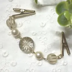 ストールクリップ　羽織紐　羽織留め　ショール留め　アンティーク風　クリアフラワー