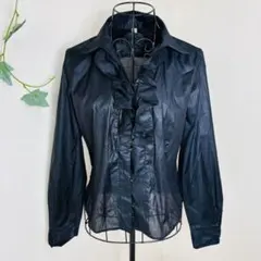 ユニクロ　OLD　UNIQLO　胸元フリル付ブラウス　ブラック　M　2007