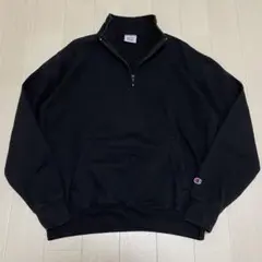 チャンピオン エコ オーセンティック ハーフジップ スウェット 黒 XL 裏起毛