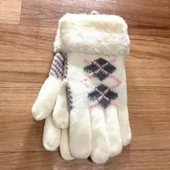 手袋　白　アーガイル