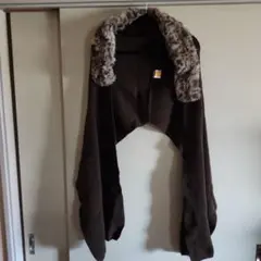 ファー付きブラウンストール