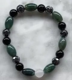 ツ*サ様 モスアゲート ヘマタイト オニキス ホワイトメノウ　デザインブレスレッ