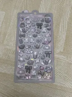 ボンボンドロップシール しろくろボンボン うさぎ リボン 白黒