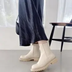 未使用ORiental TRaffic スクエアトゥチェルシーブーツホワイト　L