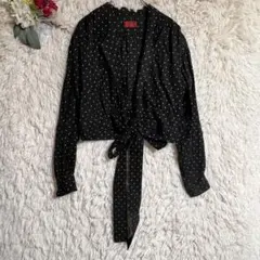 美品【ケンゾー】M カシュクールブラウス ドット柄 黒 日本製 綿100％のサムネイル