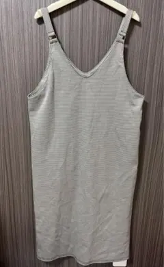 千鳥格子　L ワンピース　Vネック　スリット入り　黒　ブラウン　ミモレ丈　低身長