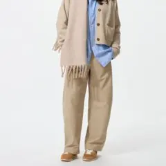 ユニクロ ジャージーバレルレッグパンツ ベージュ