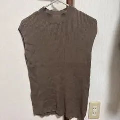 SENSE OF PLACE　ハイネック リブ ノースリーブ ニット ブラウン