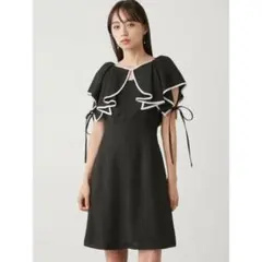 snidel★ラッフルボレロパイピングミニワンピース Sサイズ ブラック