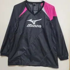 Mizuno 長袖 Vネック ウォームアップウェア ブラック/ピンク Lサイズ