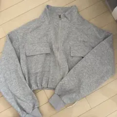 ANAP グレー ジップアップ クロップドスウェット