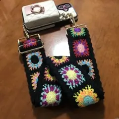 再入荷！黒　裏地付き　ショルダーベルト　スマホ　バッグなどに！