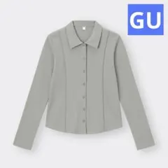 GU リブポロカーディガンQ グレー　S 352506 きれきめカジュアル