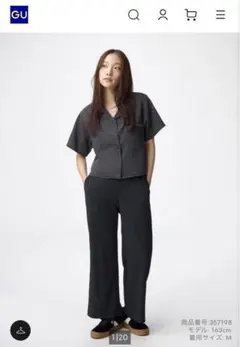 GU リブプルオンパンツ+EC(丈短め65.0cm) 09ブラック　サイズL