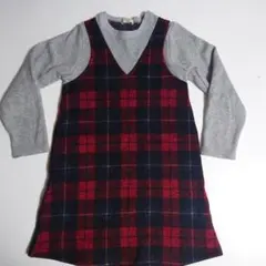 赤と黒のチェック柄ワンピース