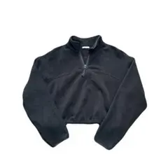 【美品】GU ハーフジップ クロップド フリースジャケット 黒(レディースS)