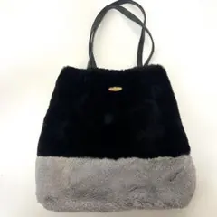 アダムエロペ【美品】エコファートートバッグ A4収納可 黒×グレー 配色