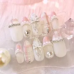 No.60オーダー♡量産型ワンホン韓国チェックフレンチガーリースナ系ネイルチップ