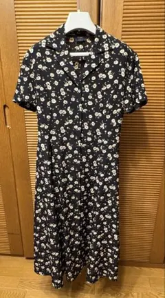 PRADA プラダ 花柄 シャツワンピース ブルー コットン 40 M - メルカリ