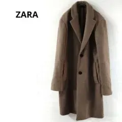 ザラ　 ロングコート　厚手　スタイリッシュ　ブラウン　F