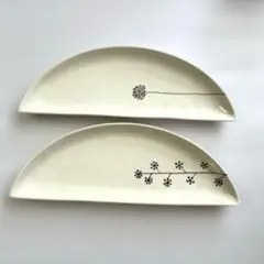⑨【クロワッサン】半月皿 2枚セット 白 シンプル プレートのサムネイル