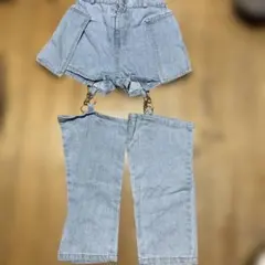 デニム 2way ショートパンツ ロングパンツ